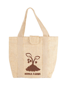 MOKKAFARMS 100% Jute Bags | Multi-purpose Bag | Grocery + Shopping Bag | Secure Velcro Flap Closure | Food-grade | Tote Bag with Velcro Flap | 16in x 16.5in