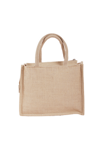 MOKKAFARMS 100% Jute Bags | Multi-purpose Bag | Tiffin Bag | Secure Zip Closure | Food-grade | Lunch Bag - Horizontal | 10in x 12in