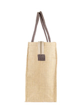 Load image into Gallery viewer, MokkaFarms Carry All Bag, with Zipper - 100% Jute [15in x 12.5in x 7.5in]