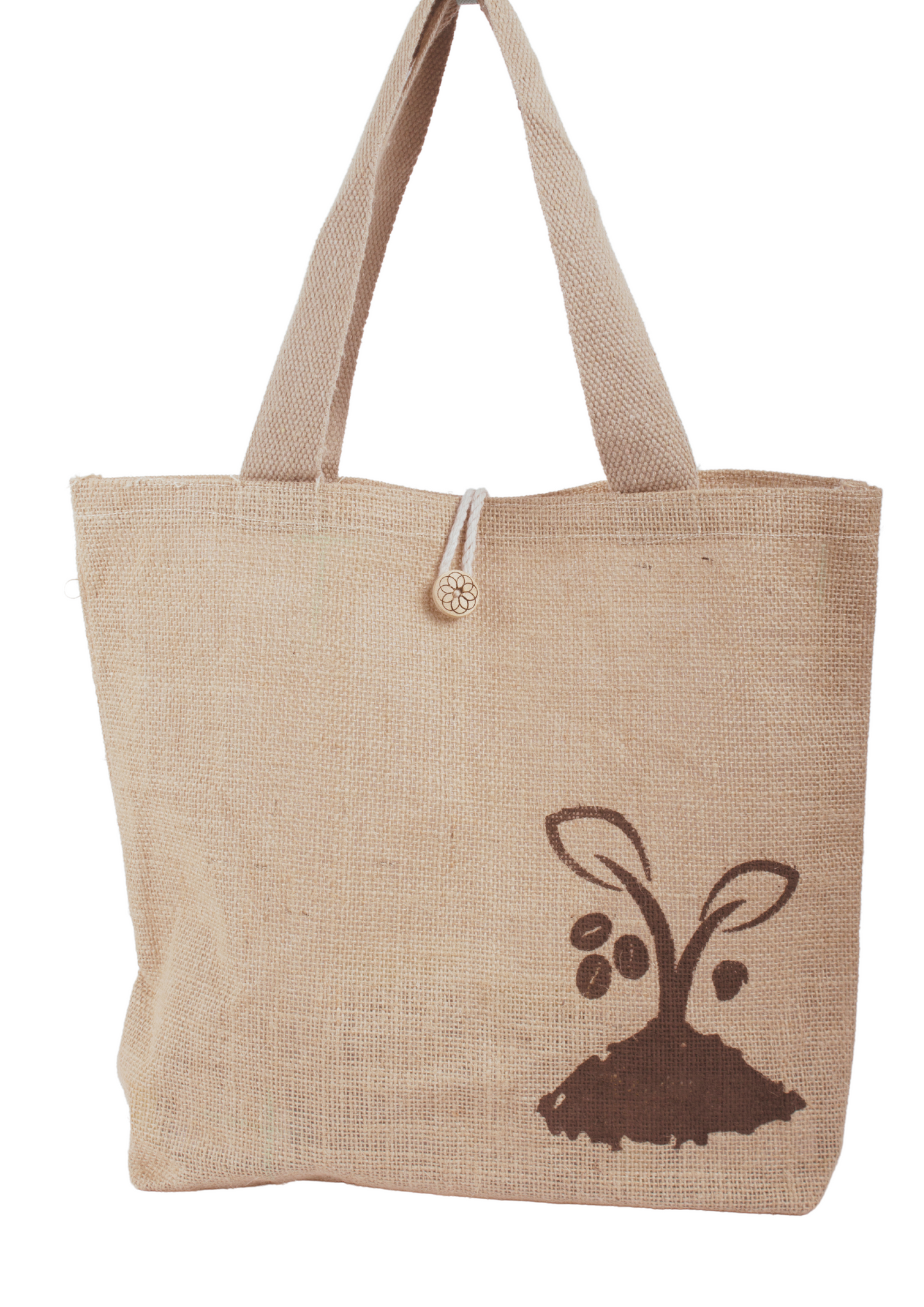 MOKKAFARMS 100% Jute Bags | Multi-purpose Bag | Grocery + Shopping Bag | Button Closure | Food-grade | Tote Zipper + Button Bag | 16in x 16.5in