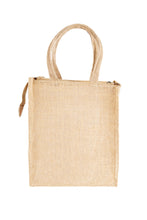 Load image into Gallery viewer, MOKKAFARMS 100% Jute Bags | Multi-purpose Bag | Tiffin Bag | Secure Zip Closure | Food-grade | Lunch Bag - Vertical | 12in x 10in