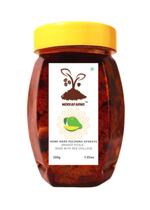 MokkaFarms Traditional Andhra Pickles | Home-made | Pulihora Avakaya | Lemon-Rice Pickle | Farm Grown Natural Raw Mangoes + Red Chilli Powder + Cold Pressed Gingelly Oil | No Garlic |